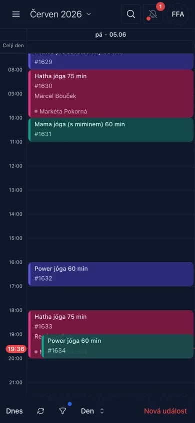 Přehledný kalendář rezervací — Reservine mobile app
